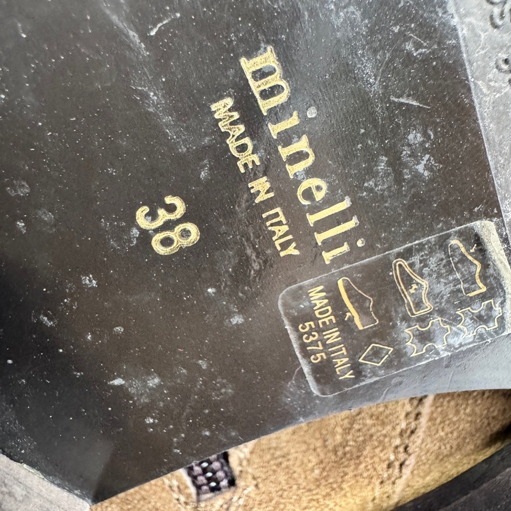 Minelli Brown Suede Studded Ankle Boots Buckle Moto EU 38 - Picture 9 of 13